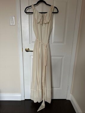 BCBGMaxAzria Cream Beaded Collar Maxi Dress
